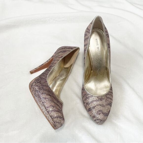 Nine West Rocha gold glitter animal print pumps size 7 - Picture 2 of 10